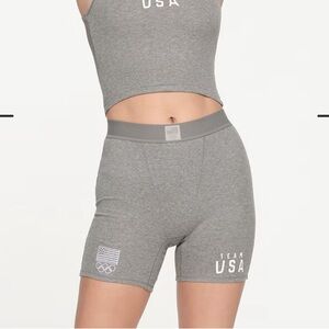 SKIMS Team USA Heather and Gray cotton boxers size medium